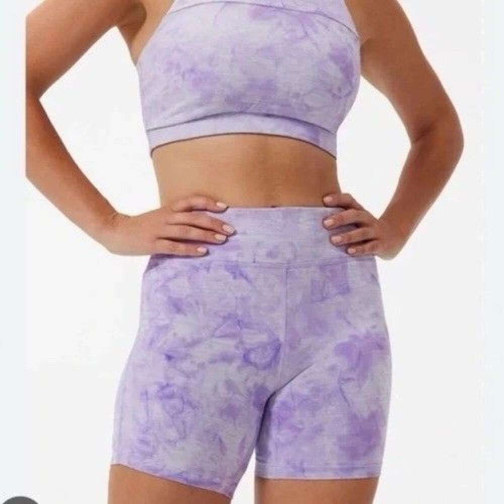 Outdoor Voices TechSweat 6” Shorts Small Maypop Tie Dye Purple Biker EUC